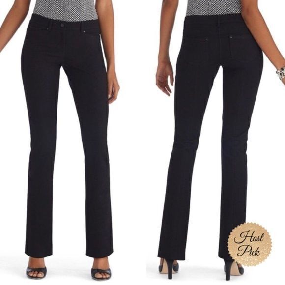 WHBM White House Black Market SLIM LEG PONTE BLACK PANTS SIZE 2 - Picture 2 of 11